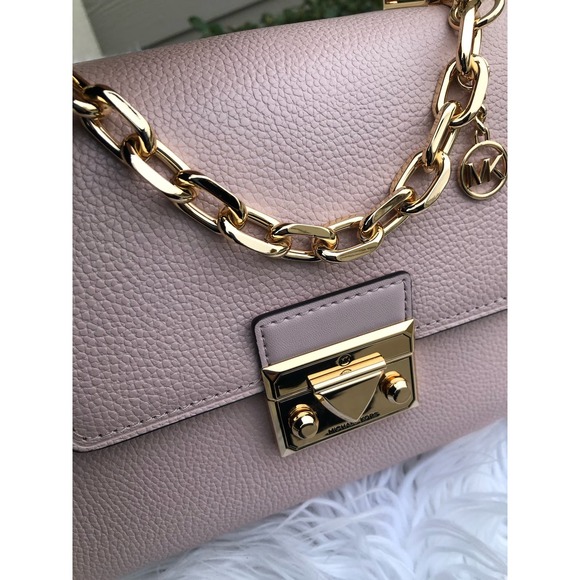 Michael kors serena pebbled leather small handbag satchel Pink gold hardware - Picture 5 of 11
